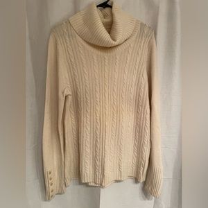 Banana Republic cream cable-knit cowl neck cashmere sweater